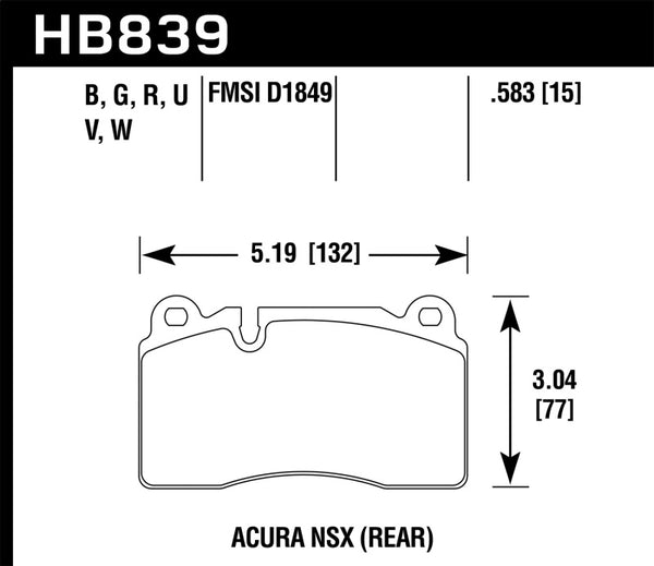 Plaquettes de frein arrière Hawk 2017 Acura NSX HP+ Race