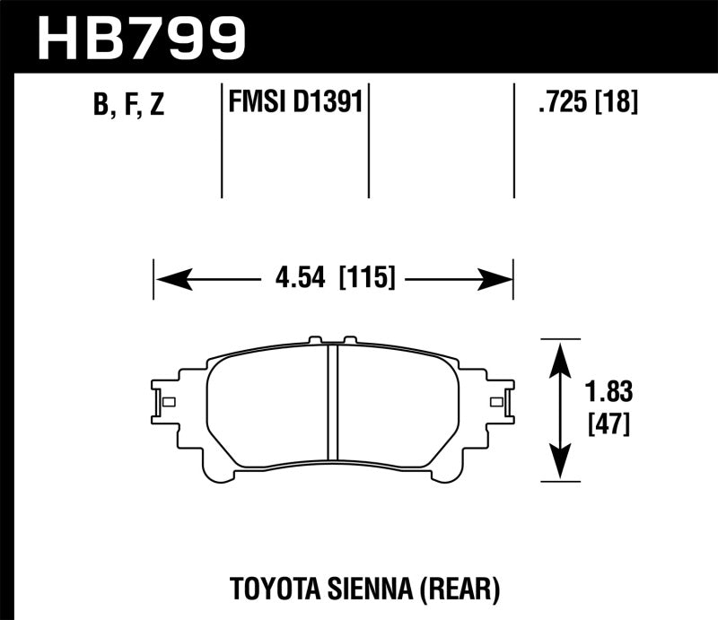 Hawk 14-16 Toyota Highlander HPS 5.0 Plaquettes de frein arrière