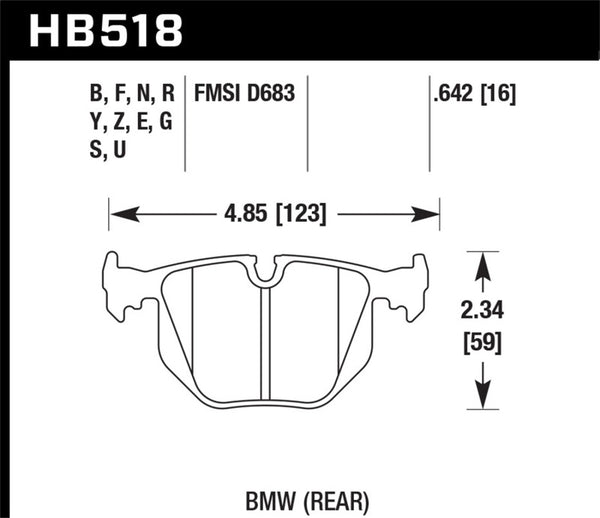 Hawk HB518D.642 01-05 BMW 330Ci 3.0L Base Rear ER-1 Brake Pads
