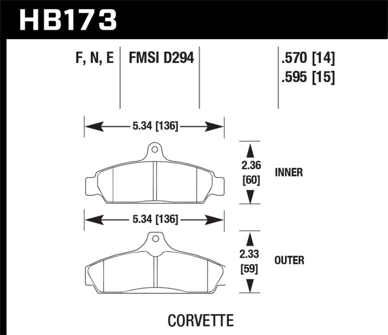 Hawk 84-87 Chevy Corvette 5.7 HPS Street Plaquettes de frein avant