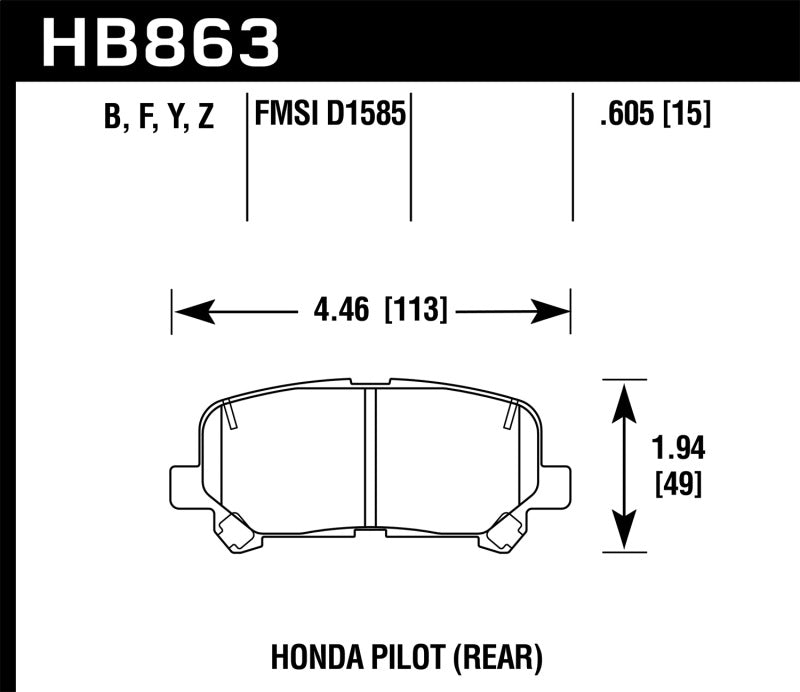 Plaquettes de frein arrière Hawk 12-15 Honda Pilot HPS 5.0