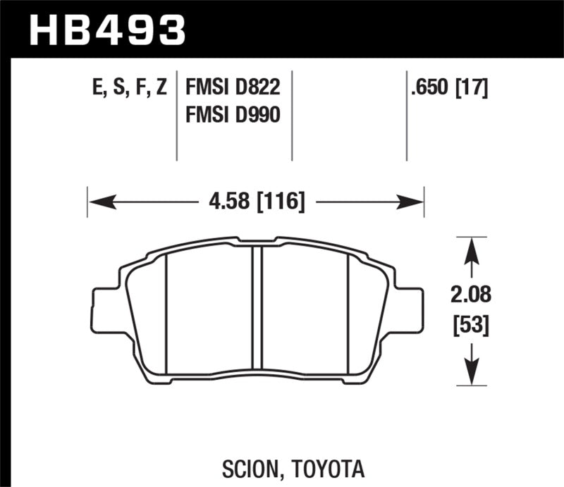 Hawk 04-07 xA/xB / 2000 MR2 Spyder D990 HPS Street Plaquettes de frein avant