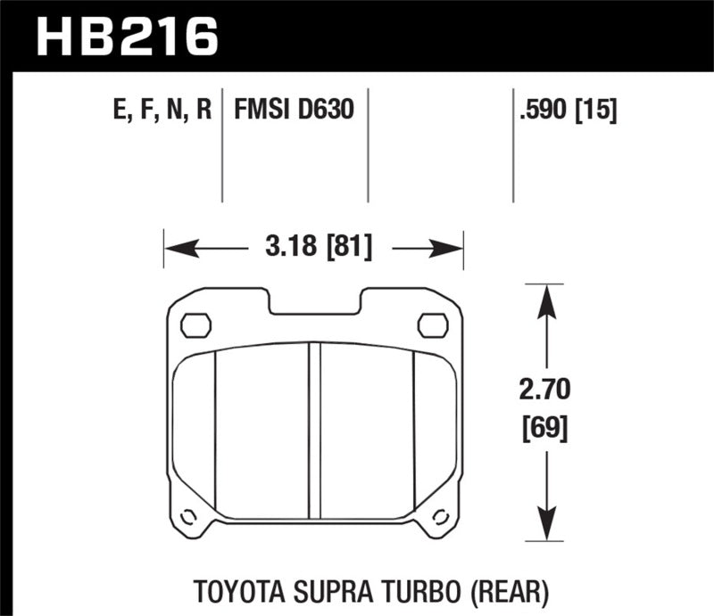 Hawk HB216E.590 93-98 Toyota Supra TT Blue 9012 Race Rear Brake Pads