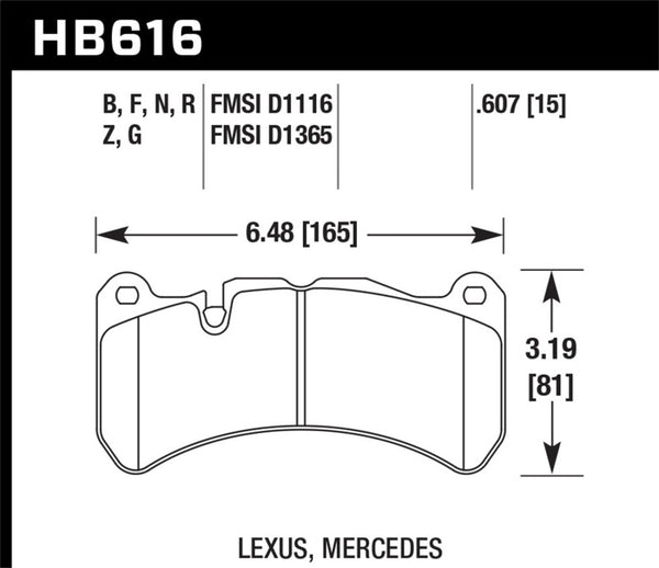 Hawk HB616D.607 05-06 Mercedes-Benz CLK55 AMG ER-1 Front Brake Pads (For Brembo Calipers)
