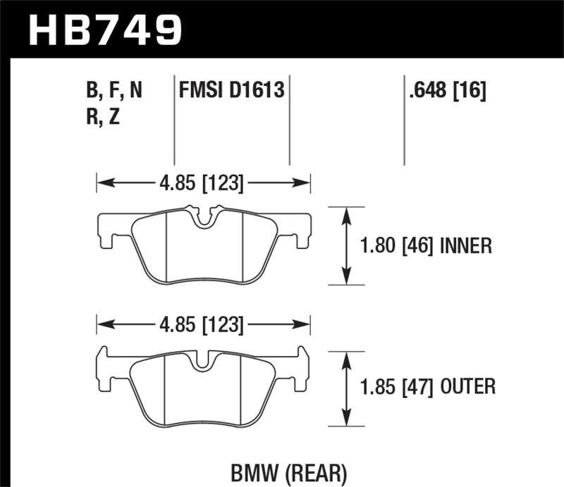 Hawk 13-14 BMW 328i/328i xDrive / 2014 428i/428i xDrive HP Plus plaquettes de frein arrière