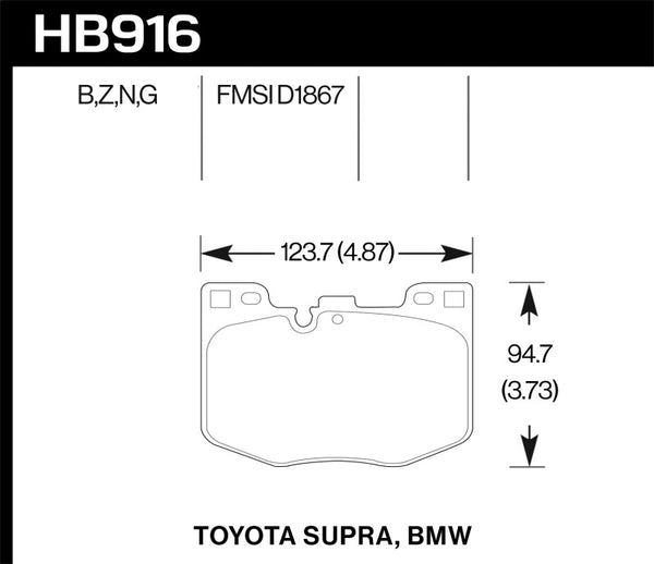 Hawk HB916B.740 2020 Toyota Supra / 19-20 BMW Z4 HPS 5.0 Front Brake Pads