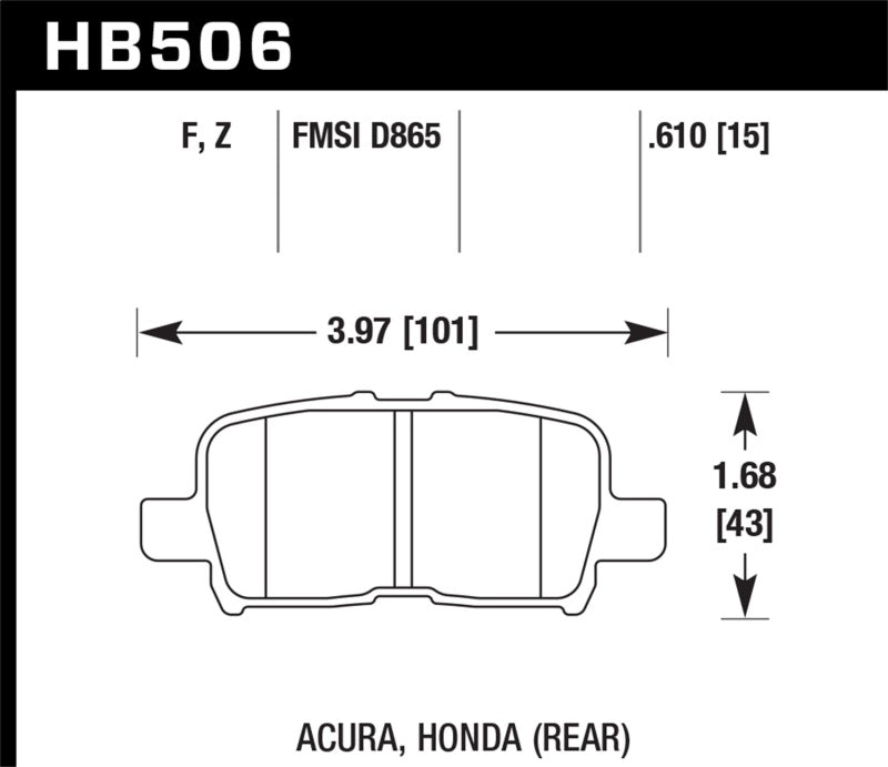 Hawk HB506F.610 Honda Odyssey HPS Street Rear Brake Pads