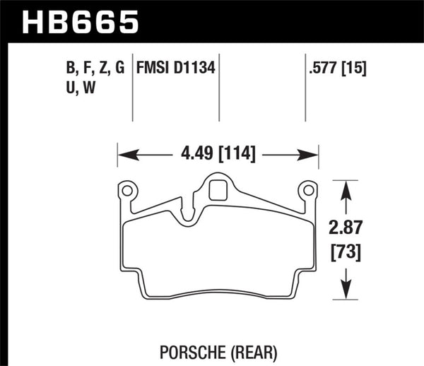 Hawk HB665D.577 17-20 Porsche 718 Boxster 2.0L Base Exc.Ceramic Composite Brakes Rear ER-1 Brake Pads