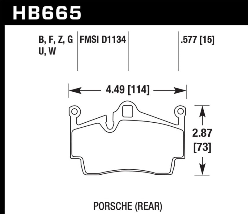 Hawk HB665D.577 17-20 Porsche 718 Boxster 2.0L Base Exc.Ceramic Composite Brakes Rear ER-1 Brake Pads