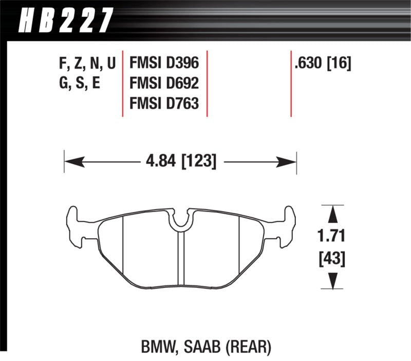 Hawk BMW Série 3/5/7 / M3 / Z3 / Z4 Race Blue 9012 Plaquettes de frein arrière