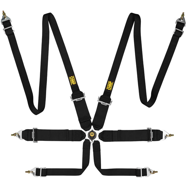 OMP First 3+2 8853-2016 6-point Hans Competition Harness - Black